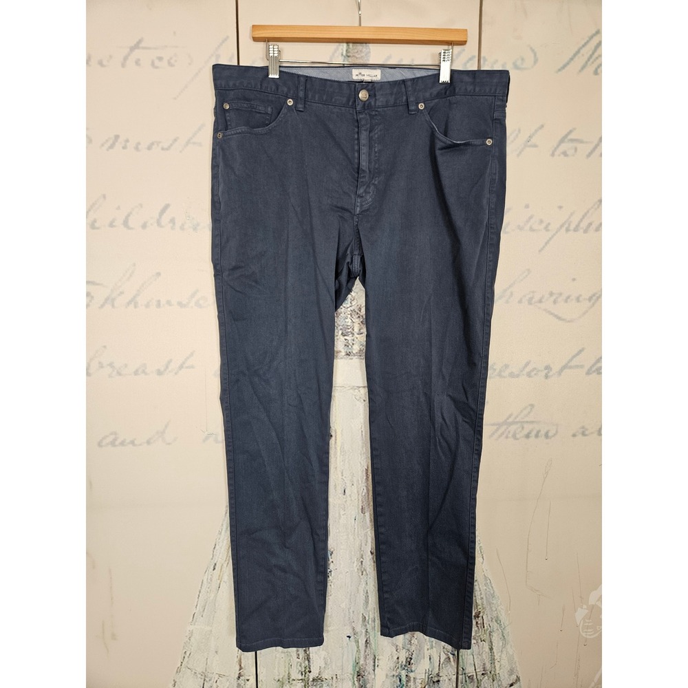 Peter Millar Pants 38 Navy Blue Cotton Modal Five Pocket Straight Leg